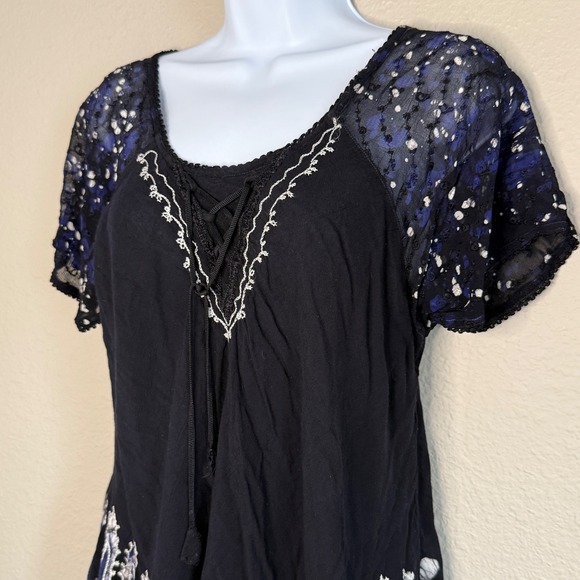 Advance‎ Apparels Medium Festival Boho Embroidered Tunic Top Corset Fairy Grunge - Picture 3 of 7